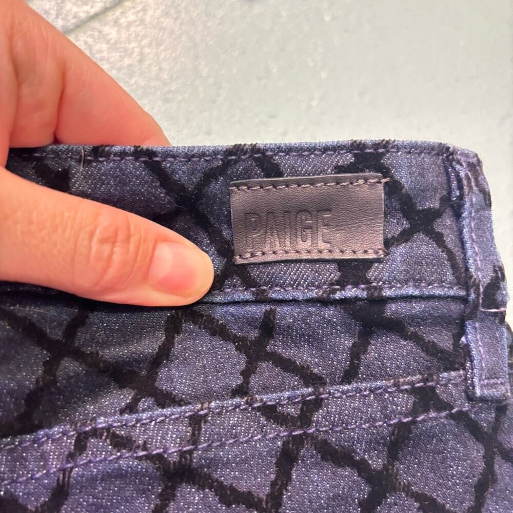 PAIGE Women’s Verdugo Ultra Skinny Velvet Diamond Patterned Denim Jeans Size 27 - Picture 6 of 11
